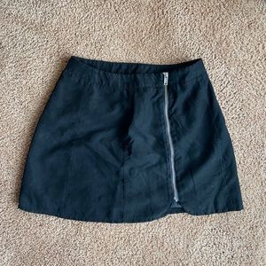 H&M divided black faux suede zipper mini skirt